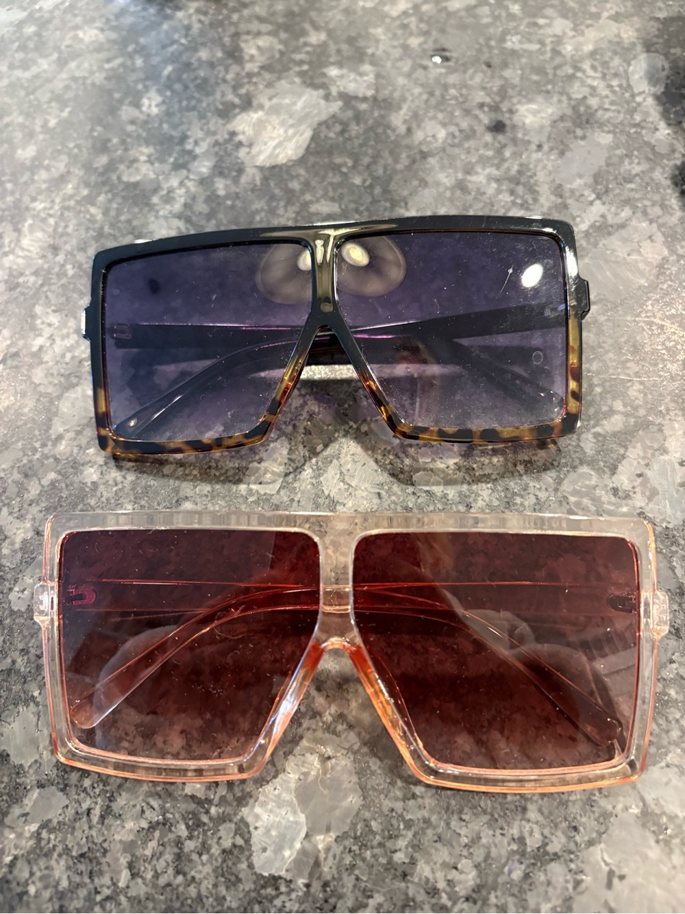 Stylish Oversized Square Women’s Sunglasses - Black/Tortoise & Pink/Brown Lenses